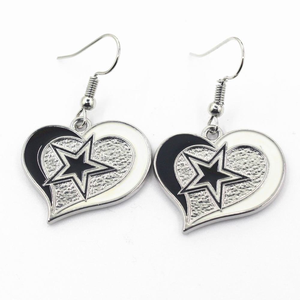 Dallas Cowboys‎ Heart Drop Earrings